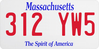 MA license plate 312YW5