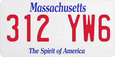 MA license plate 312YW6