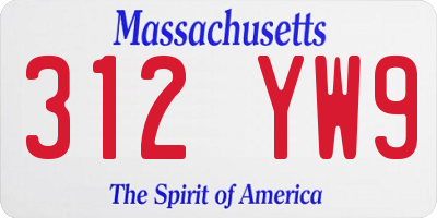 MA license plate 312YW9
