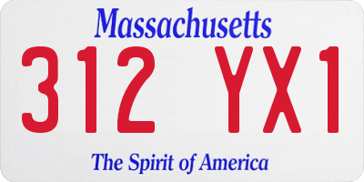 MA license plate 312YX1