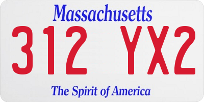 MA license plate 312YX2