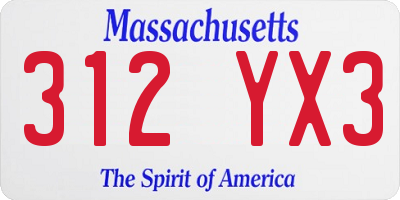 MA license plate 312YX3