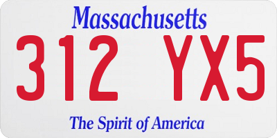 MA license plate 312YX5