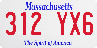 MA license plate 312YX6