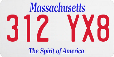 MA license plate 312YX8