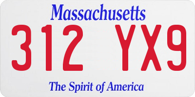 MA license plate 312YX9