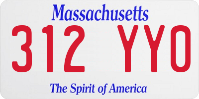 MA license plate 312YY0