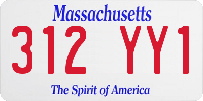 MA license plate 312YY1