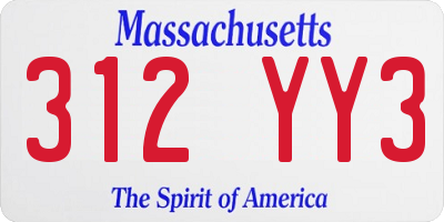 MA license plate 312YY3