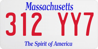 MA license plate 312YY7