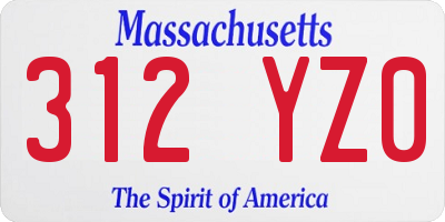 MA license plate 312YZ0
