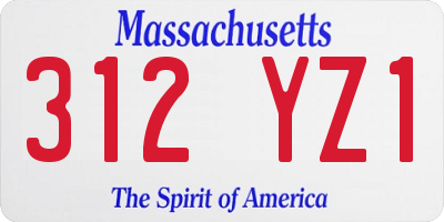 MA license plate 312YZ1