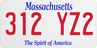 MA license plate 312YZ2