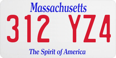 MA license plate 312YZ4
