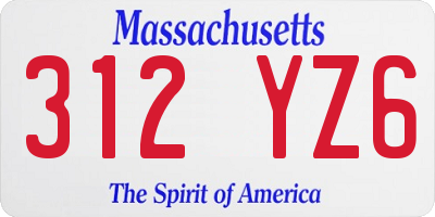 MA license plate 312YZ6