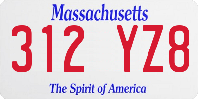 MA license plate 312YZ8