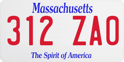 MA license plate 312ZA0