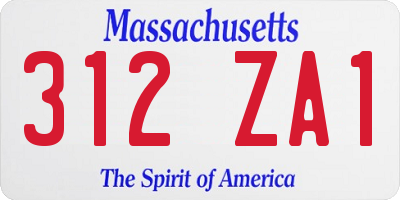 MA license plate 312ZA1