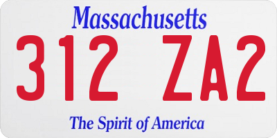 MA license plate 312ZA2