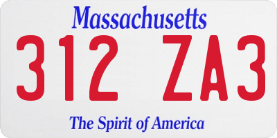 MA license plate 312ZA3