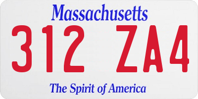 MA license plate 312ZA4