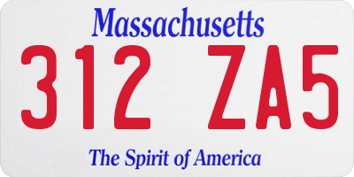 MA license plate 312ZA5