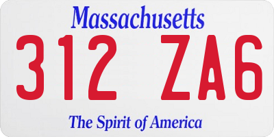 MA license plate 312ZA6