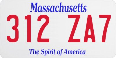 MA license plate 312ZA7