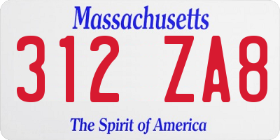 MA license plate 312ZA8