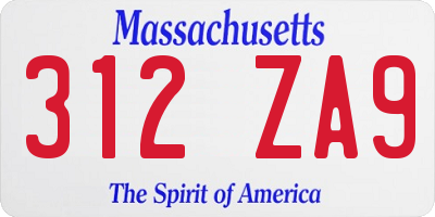 MA license plate 312ZA9