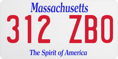MA license plate 312ZB0