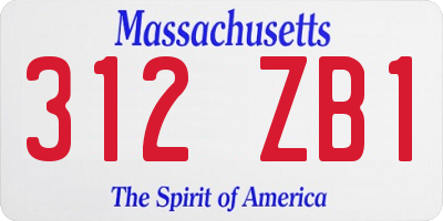 MA license plate 312ZB1