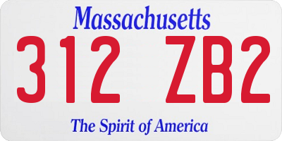 MA license plate 312ZB2