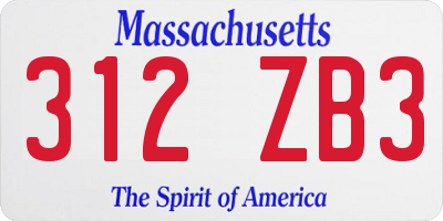 MA license plate 312ZB3