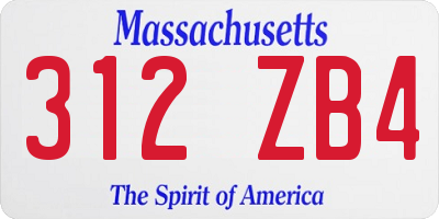 MA license plate 312ZB4