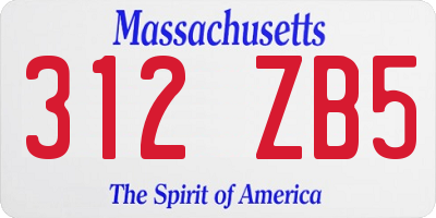 MA license plate 312ZB5