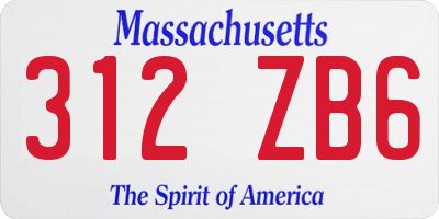 MA license plate 312ZB6