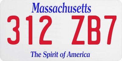 MA license plate 312ZB7