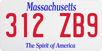 MA license plate 312ZB9