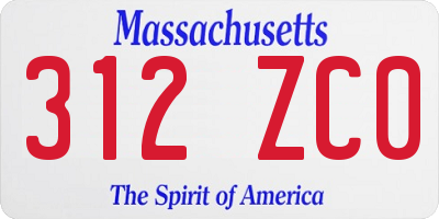 MA license plate 312ZC0