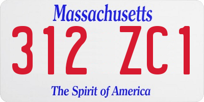 MA license plate 312ZC1