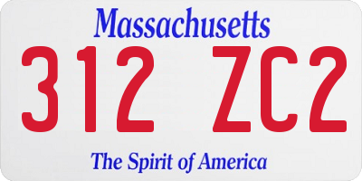 MA license plate 312ZC2