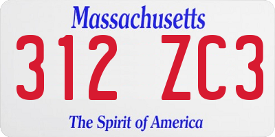 MA license plate 312ZC3