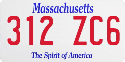 MA license plate 312ZC6