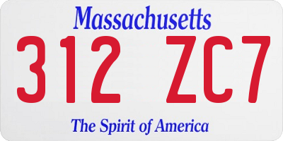 MA license plate 312ZC7