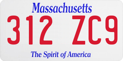 MA license plate 312ZC9