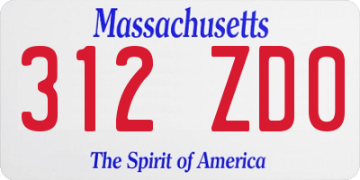 MA license plate 312ZD0