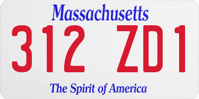 MA license plate 312ZD1