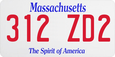 MA license plate 312ZD2