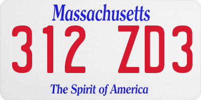 MA license plate 312ZD3